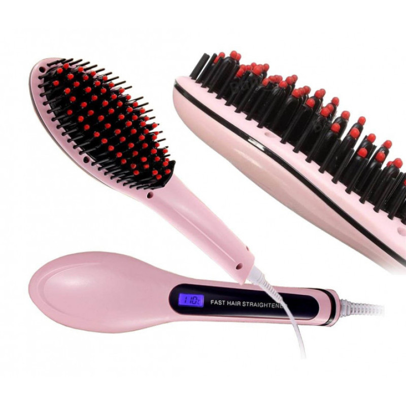 Гребінець випрямляч Fast Hair Straightener. Колір рожевий