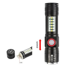 Ліхтар SY-1903C-P50+SMD+RGB Alarm, ЗУ USB, zoom, вбудований акумулятор, ремінець на руку, кишеньковий ліхтар із USB зарядкою