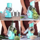 Овочерізка мультислайсер Tabletop Drum Grater Kitchen Master Терка для овочів та фруктів 3 насадки. Колір: блакитний