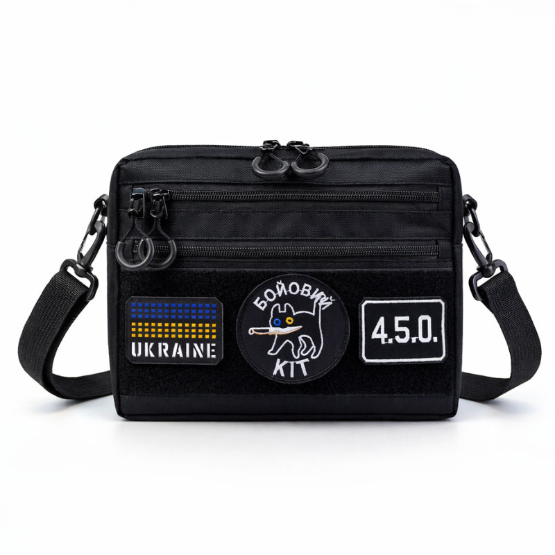 Сумка для патчів Cordura 600D — 5 кишень, месенджер чорний з тканини