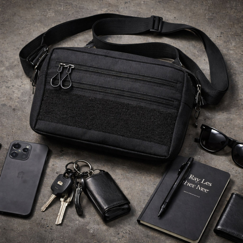 Сумка для патчів Cordura 600D — 5 кишень, месенджер чорний з тканини