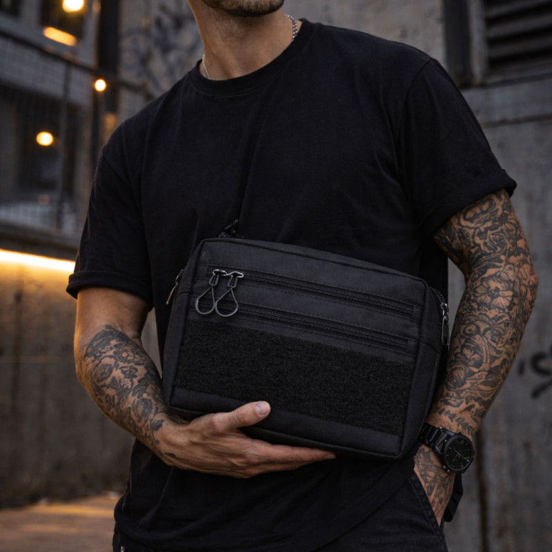 Сумка для патчів Cordura 600D — 5 кишень, месенджер чорний з тканини