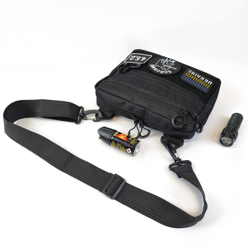 Сумка для патчів Cordura 600D — 5 кишень, месенджер чорний з тканини