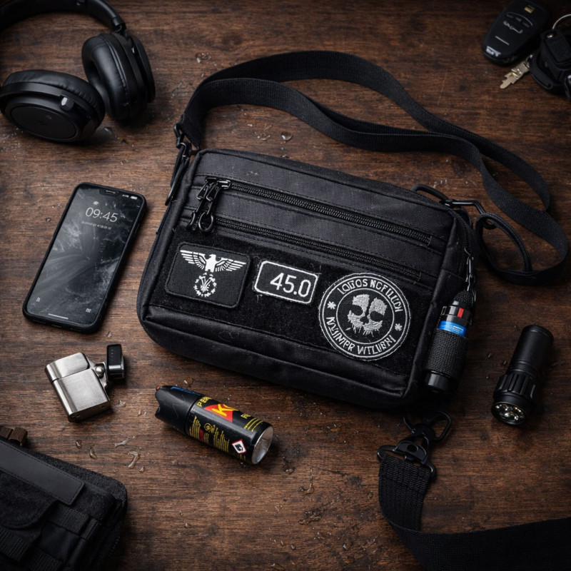 Сумка для патчів Cordura 600D — 5 кишень, месенджер чорний з тканини
