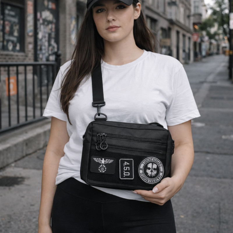 Сумка для патчів Cordura 600D — 5 кишень, месенджер чорний з тканини