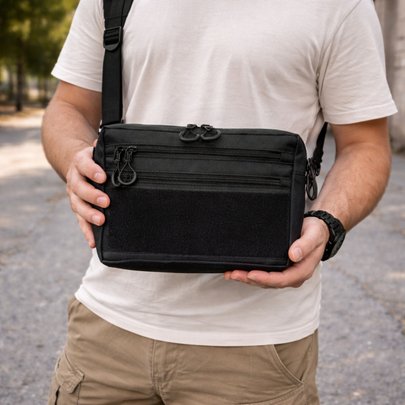 Сумка для патчів Cordura 600D — 5 кишень, месенджер чорний з тканини