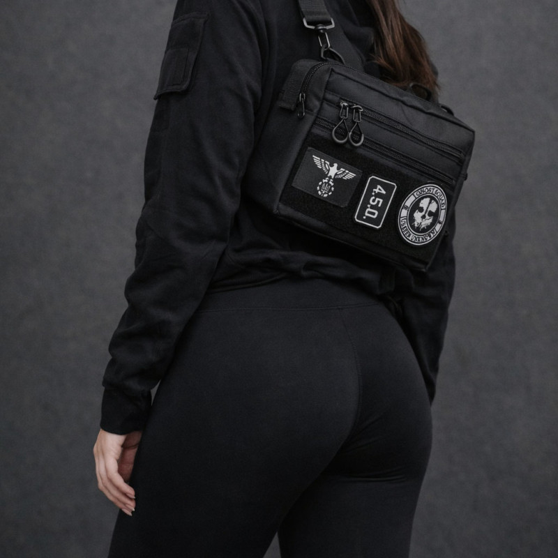 Сумка для патчів Cordura 600D — 5 кишень, месенджер чорний з тканини