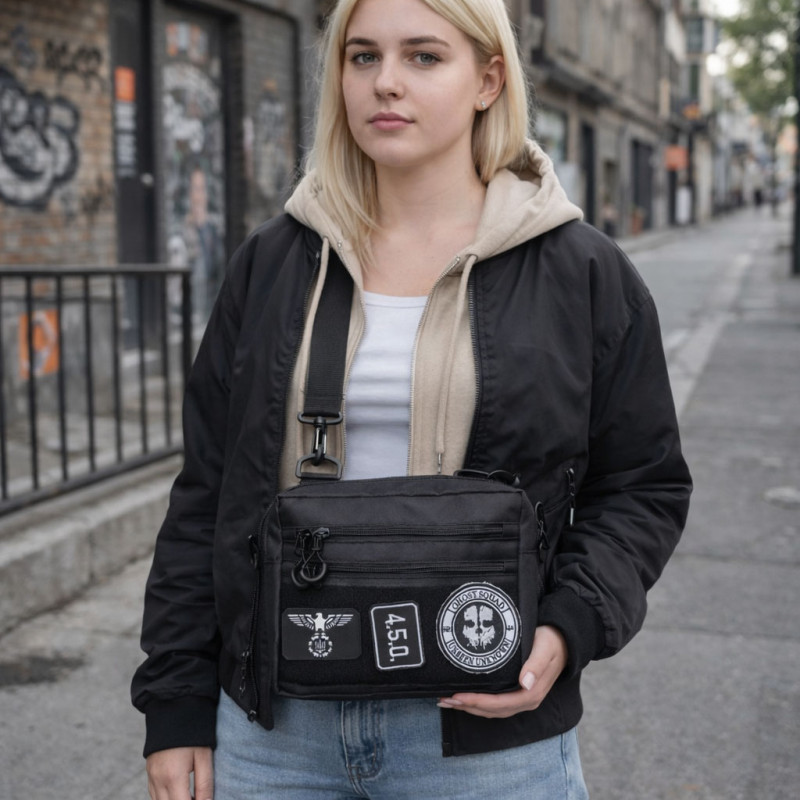 Сумка для патчів Cordura 600D — 5 кишень, месенджер чорний з тканини