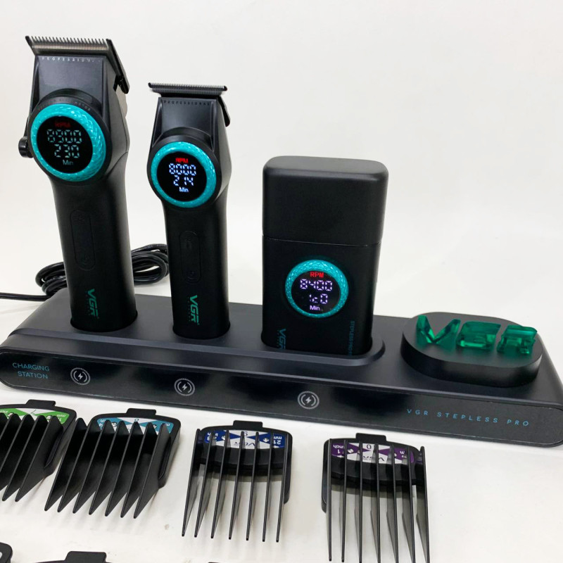 Професійний набір для барберів VGR Stepless Pro 3 in 1 BLACK