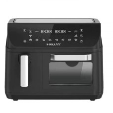 Аэрофритюрница двухкамерная Sokany SK-10060 2400W электродуховка 8,5л + аэрогриль безмасляная 4л без масла