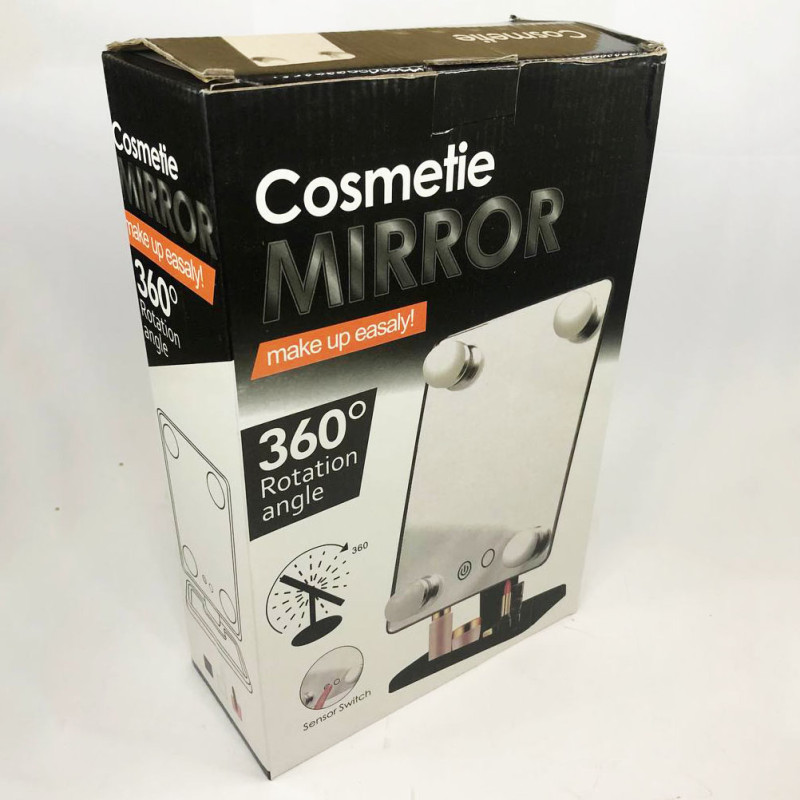 Настільне дзеркало для макіяжу Cosmetie mirror 360 Rotation Angel з підсвічуванням. Колір: рожевий