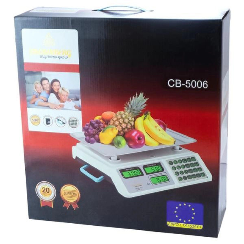 Ваги торговельні електронні до 50 кг Crownberg CB-5006