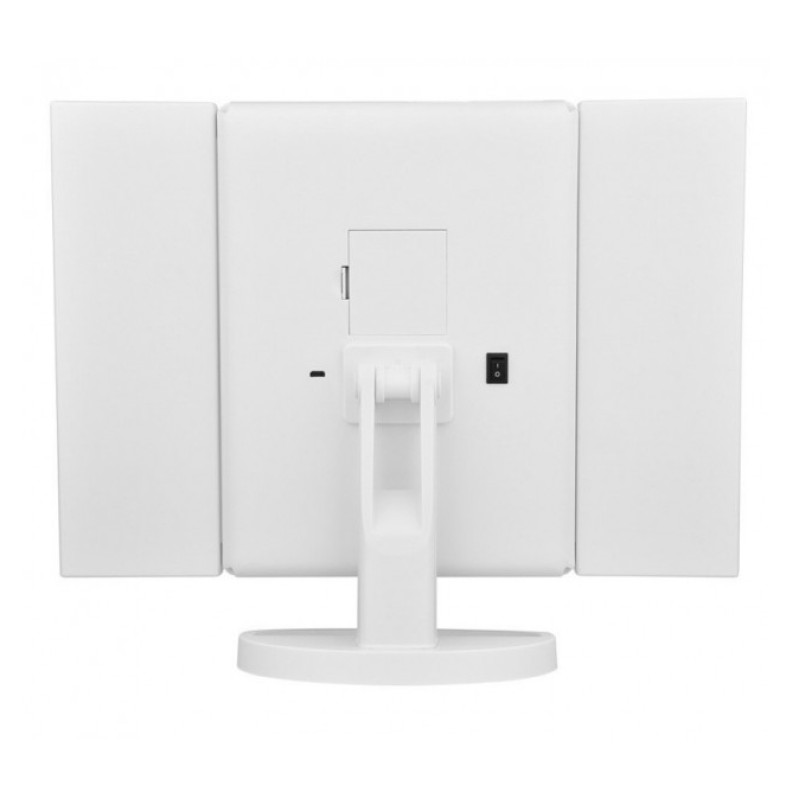 Потрійне дзеркало для макіяжу з підсвічуванням. Колір рожевий