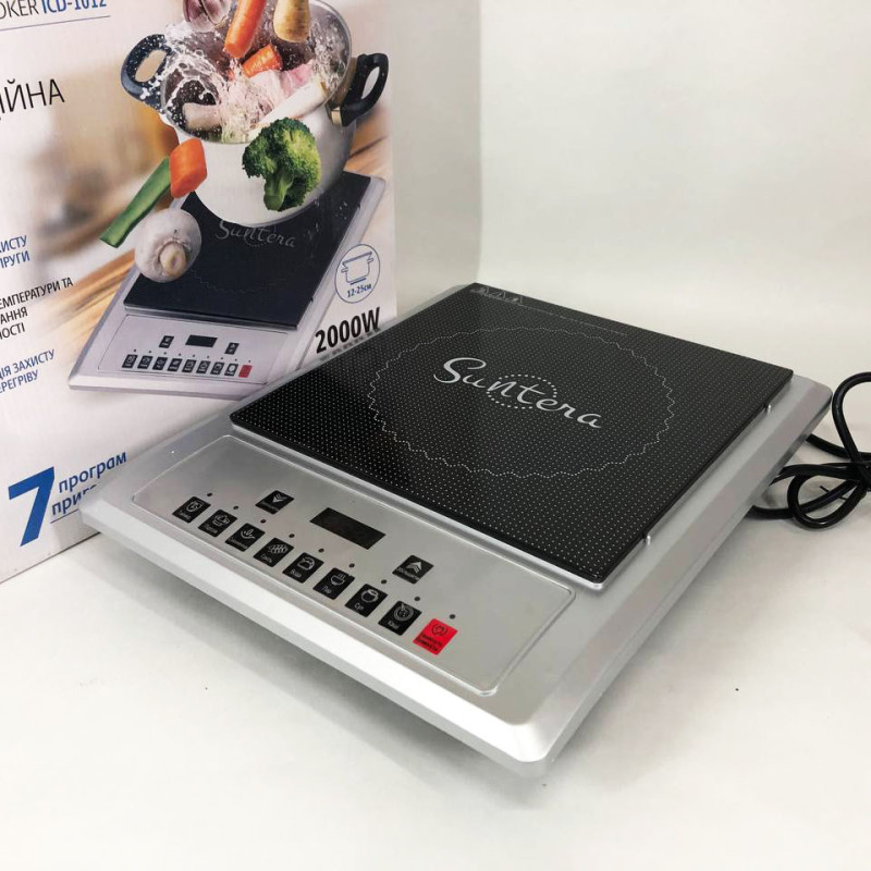 Плитка індукційна Suntera ICD-1012, 2000Вт, індукційна плита міні, електроплита інфрачервона