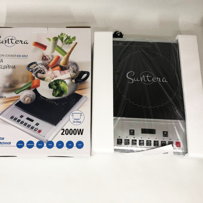 Плитка індукційна Suntera ICD-1012, 2000Вт, індукційна плита міні, електроплита інфрачервона