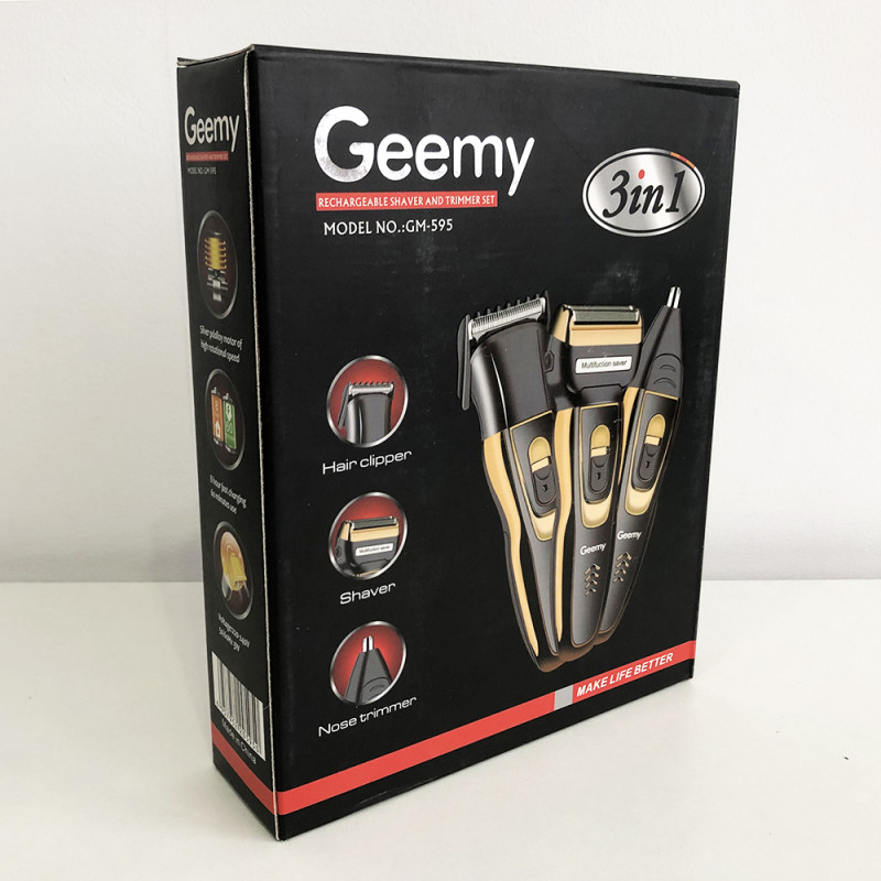 Електробритва сіткова і тріммер для бороди GEMEI / Geemy GM-595 з акумулятором. Колір: золотий