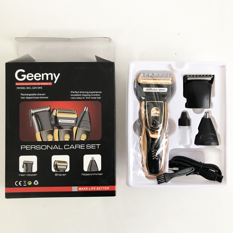 Електробритва сіткова і тріммер для бороди GEMEI / Geemy GM-595 з акумулятором. Колір: золотий