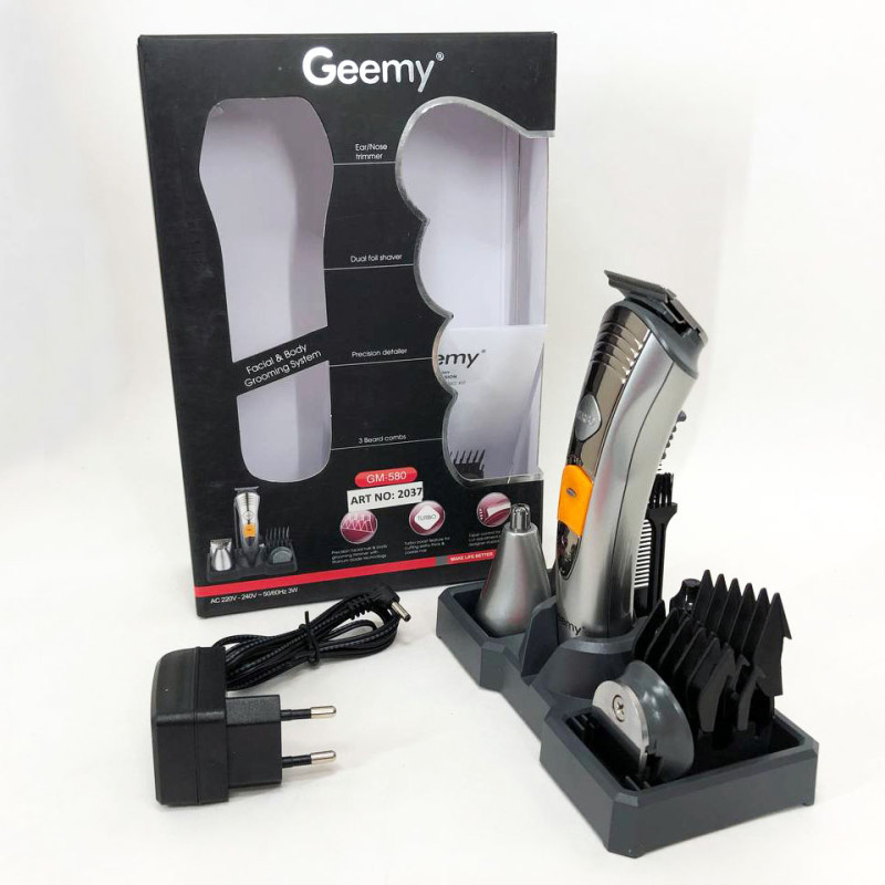 Набір для стрижки Pro Gemei (GM-580) тример 7в1 для стрижки волосся гоління бороди для носа та вух стайлер