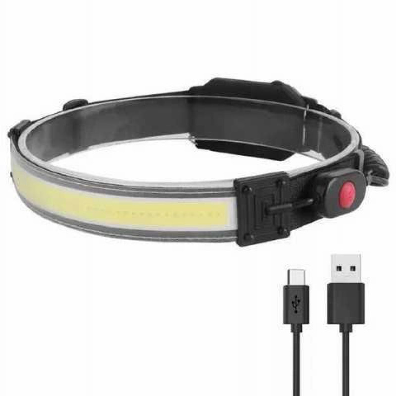 Ліхтарик налобний м'який акумуляторний XQ-T1C COB USB з червоними задніми вогнями
