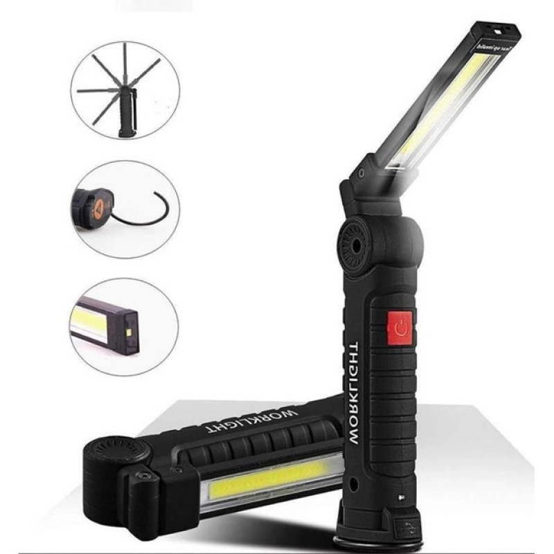 Світлодіодний ліхтар кемпінг W52 SMD+COB, червоний+білий, магніт, гачок