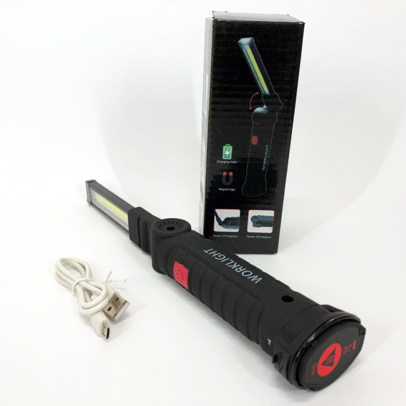 Світлодіодний ліхтар кемпінг W52 SMD+COB, червоний+білий, магніт, гачок