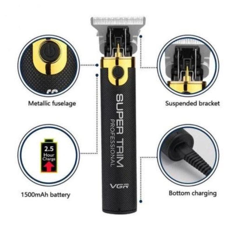 Машинка для стрижки VGR V-082 бездротова професійна акумуляторна + 3 насадки триммер для волосся