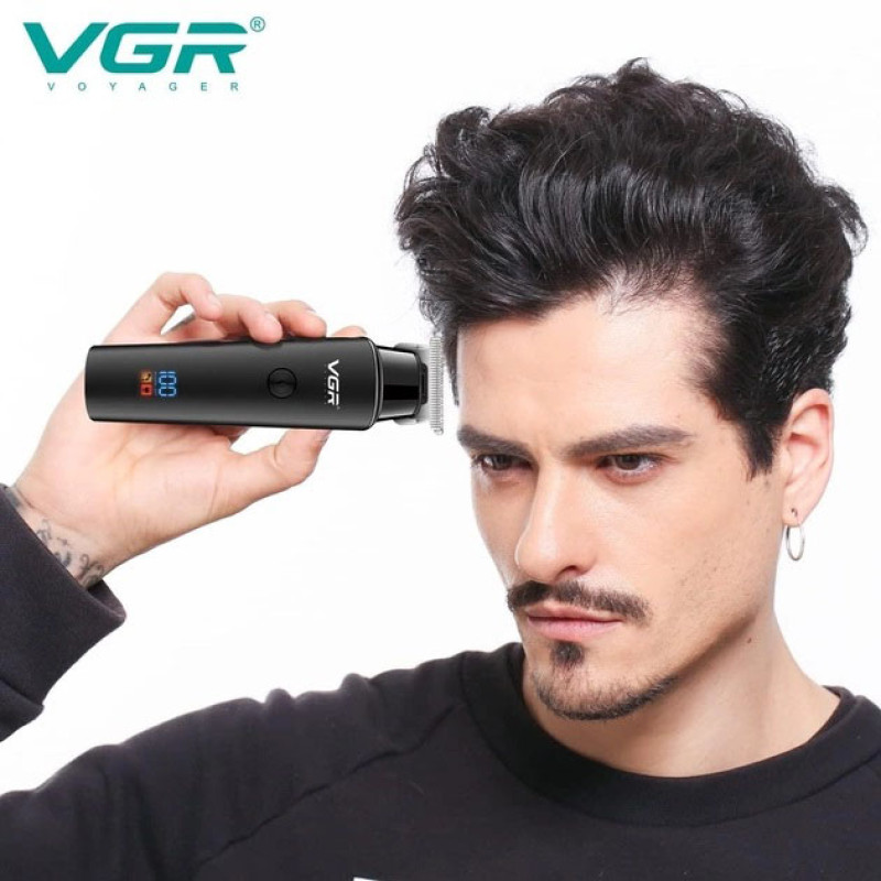 Тример для волосся VGR V-937, з USB-кабелем для зарядки, світлодіодним дисплеєм, 3 насадками