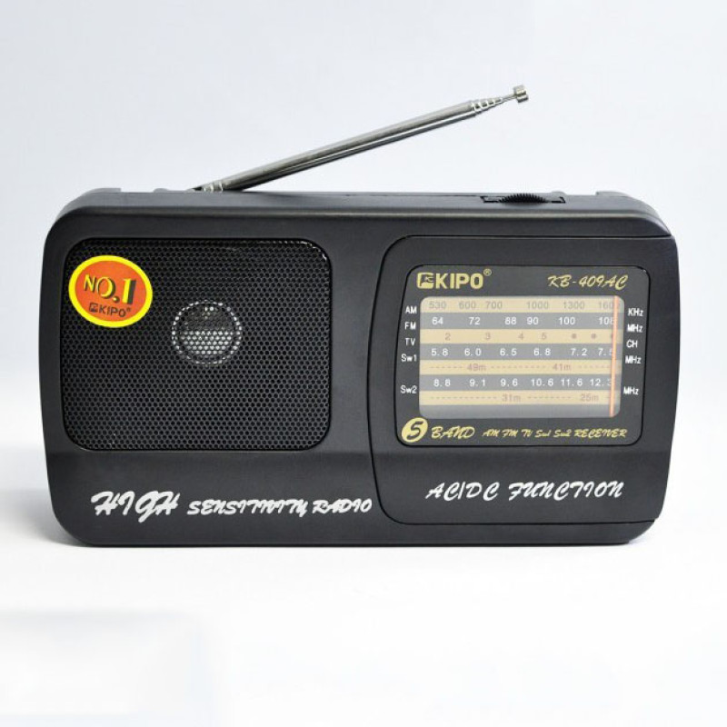 Радіоприймач Kipo KB-409 AC потужний радіо FM c usb живлення від батареї R20 або від мережі Чорний