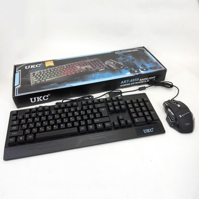 Клавіатура+мишка UKC з LED підсвічуванням від USB M-710, клавіатура ігрова з підсвічуванням та мишкою
