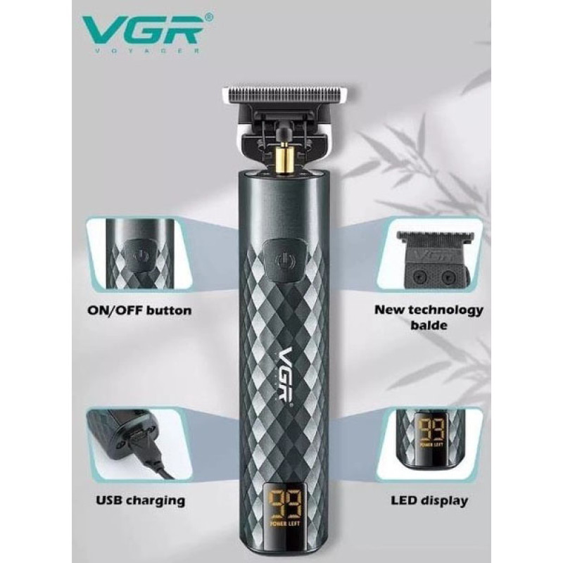Тример для стрижки волосся, вусів, бороди VGR V-077 з USB зарядкою, металевий корпус