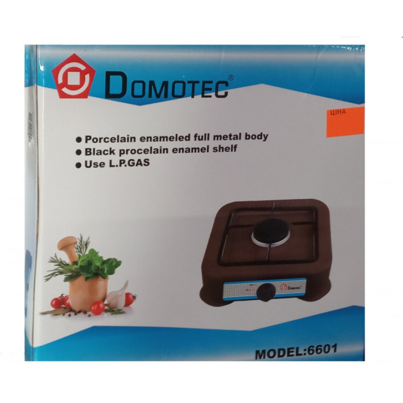 Газова плита DOMOTEC MS-6601 на 1 конфорку. Колір коричневий