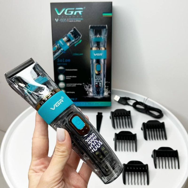 Машинка для стрижки волосся та бороди VGR V-695 з LED дисплеєм IPX7 ступінь вологозахисту