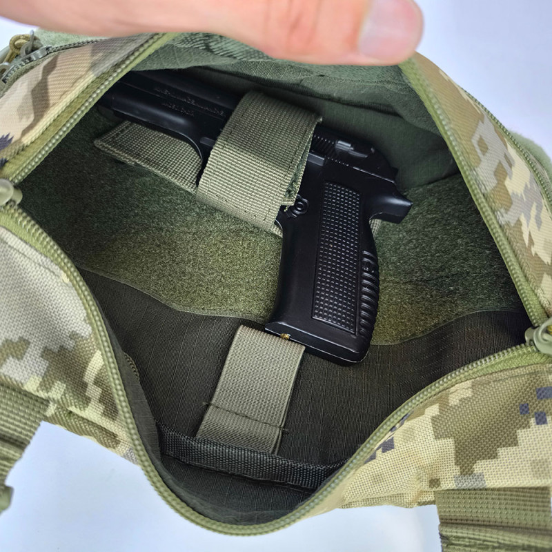 Сумка тактична піксель, чоловічий месенджер з кордури (патч панель для шевронів)