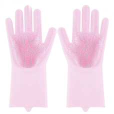 Силіконові рукавички Magic Silicone Gloves Pink для прибирання чистки миття посуду для будинку. Колір рожевий