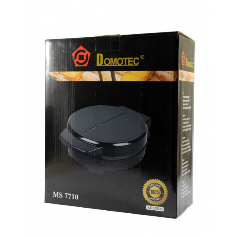 Вафельница DOMOTEC MS-7710 Чорна (1000Вт, кругла)