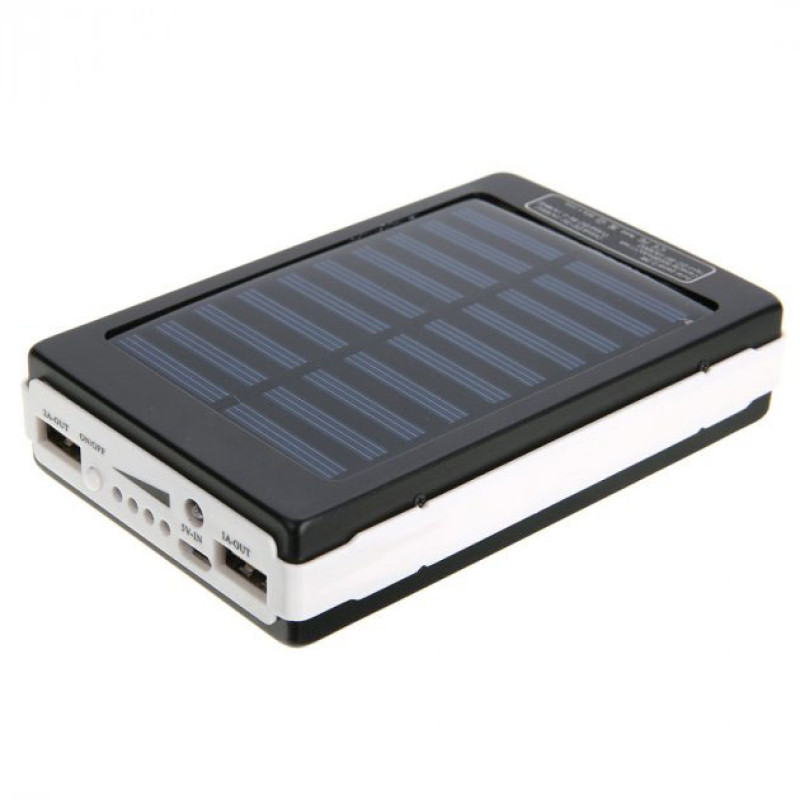 УМБ Power Bank Solar 9000 mAh мобільний зарядний із сонячною панеллю і лампою Чорна