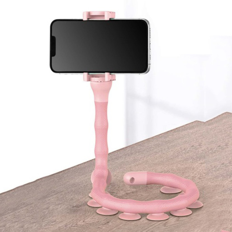 Гнучкий тримач для телефону з універсальними присосками Cute Worm Lazy Holder. Колір: рожевий