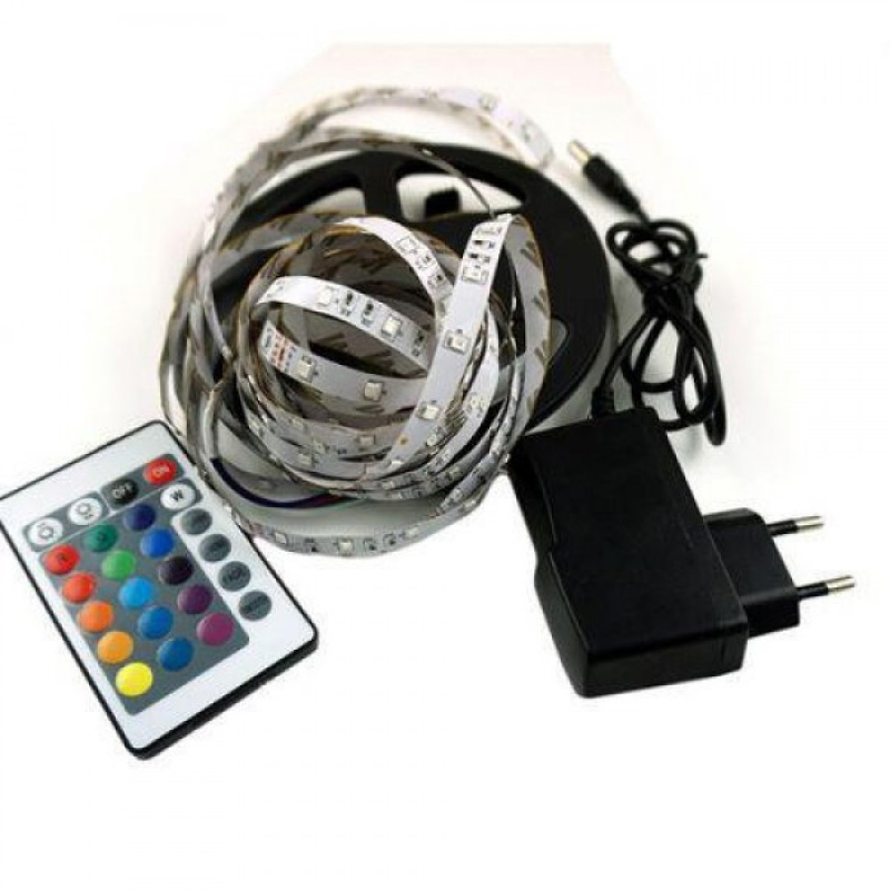 Світлодіодна стрічка SMD 5050 RGB LED 5 м IP65 з пультом та блоком живлення USB, 5м, Стрічка світлодіодна 5050