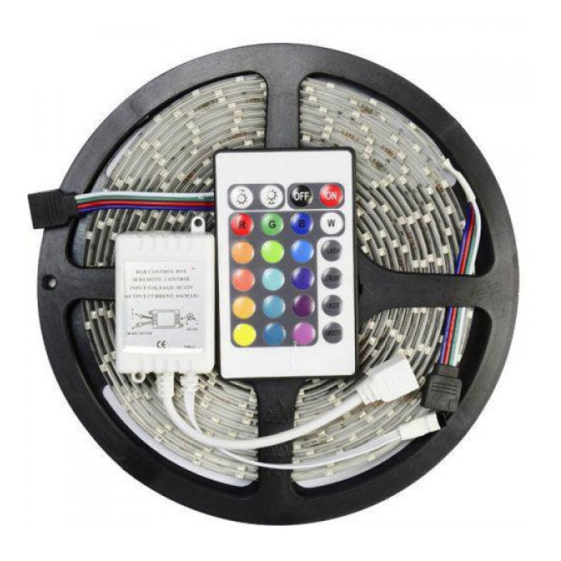 Світлодіодна стрічка SMD 5050 RGB LED 5 м IP65 з пультом та блоком живлення USB, 5м, Стрічка світлодіодна 5050