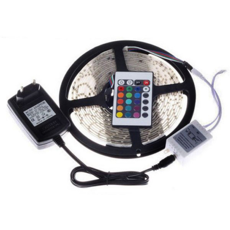 Світлодіодна стрічка SMD 5050 RGB LED 5 м IP65 з пультом та блоком живлення USB, 5м, Стрічка світлодіодна 5050