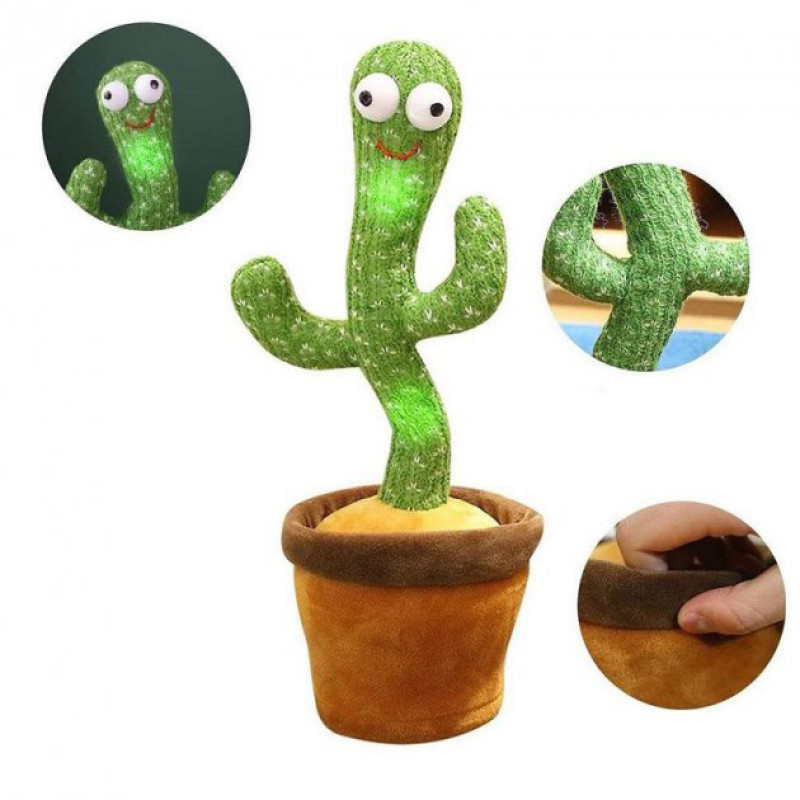 Танцюючий кактус співаючий 120 пісень з підсвічуванням Dancing Cactus TikTok іграшка Повторюшка кактус