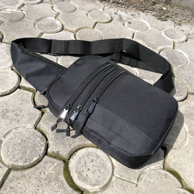 Якісна сумка, чоловіча сумка чорна з кордуру месенджер