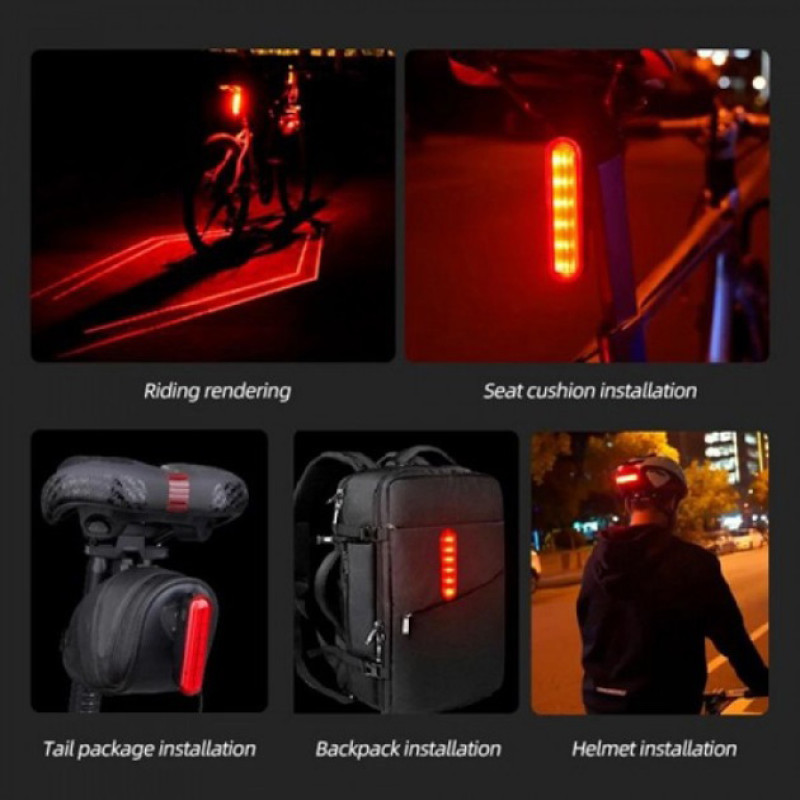 Велосипедний ліхтар акумуляторний LEADBIKE LD80-6LED з лазерною розміткою ліхтар, Ліхтар стоп