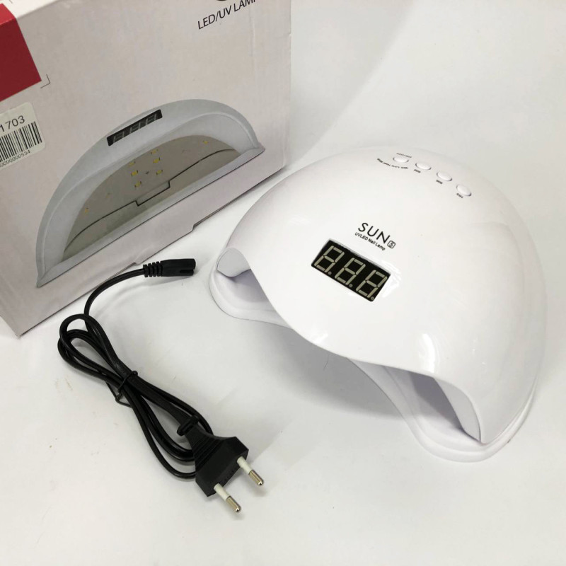 Лампа для манікюру Sun 5 nail lamp FD93-1 led для сушіння гель лаку з таймером для домашнього використання