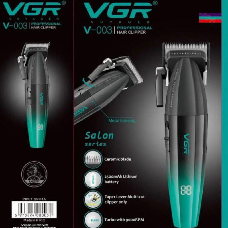 Машинка для стрижки волосся акумуляторна Professional Turbo з різними насадками VGR V-003