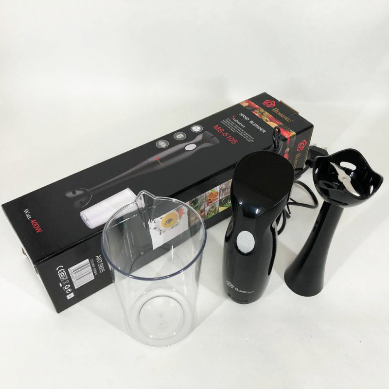 Блендер DOMOTEC MS-5105 (занурювальний, 400Вт, пластик, + стакан)