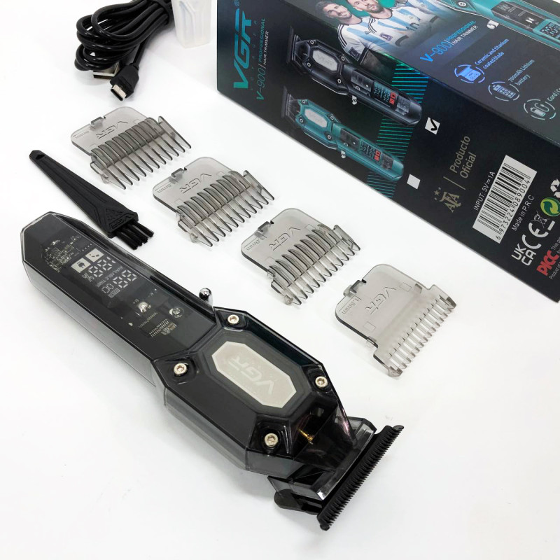 Аккумуляторная машинка для стрижки VGR V-900 с дисплеем, беспроводная для стрижки волос. Цвет: черный