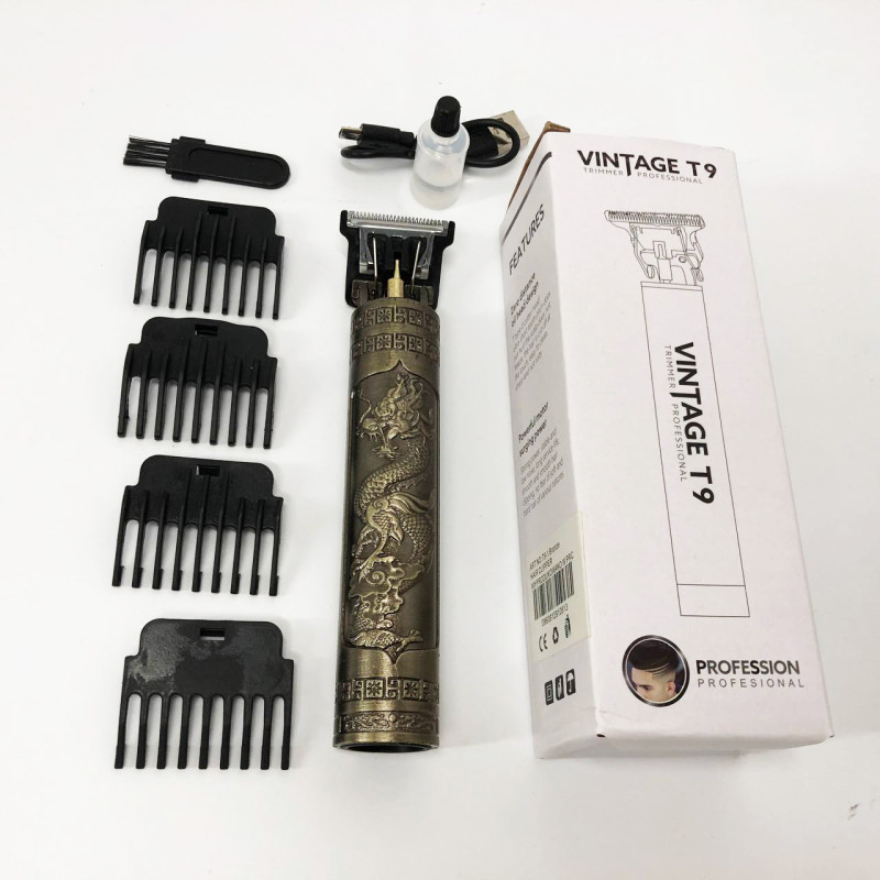 Машинка для стрижки волосся Vintage T9-1 BRONZE 4 насадки