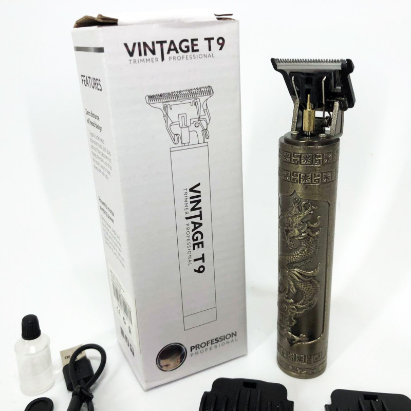 Машинка для стрижки волосся Vintage T9-1 BRONZE 4 насадки