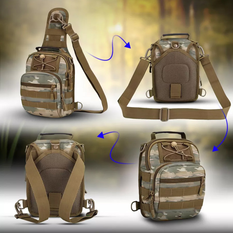 Сумка-рюкзак через плече з Cordura 900D, камуфляж, трансформер, MOLLE